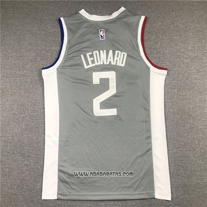 Camiseta Los Angeles Clippers Kawhi Leonard #2 Earned 2020-21 Gris